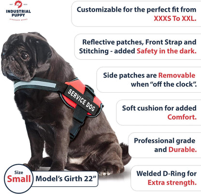 Service Dog Vest with Hook and Loop Straps and Handle - Harness Is Available in 8 Sizes from XXXS to XXL - Service Dog Harness Features Reflective Patch and Comfortable Mesh Design (Black, Small)
