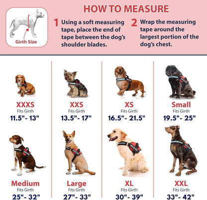 Service Dog Vest with Hook and Loop Straps and Handle - Harness Is Available in 8 Sizes from XXXS to XXL - Service Dog Harness Features Reflective Patch and Comfortable Mesh Design (Black, Small)
