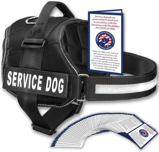 Service Dog Vest with Hook and Loop Straps and Handle - Harness Is Available in 8 Sizes from XXXS to XXL - Service Dog Harness Features Reflective Patch and Comfortable Mesh Design (Black, Small)